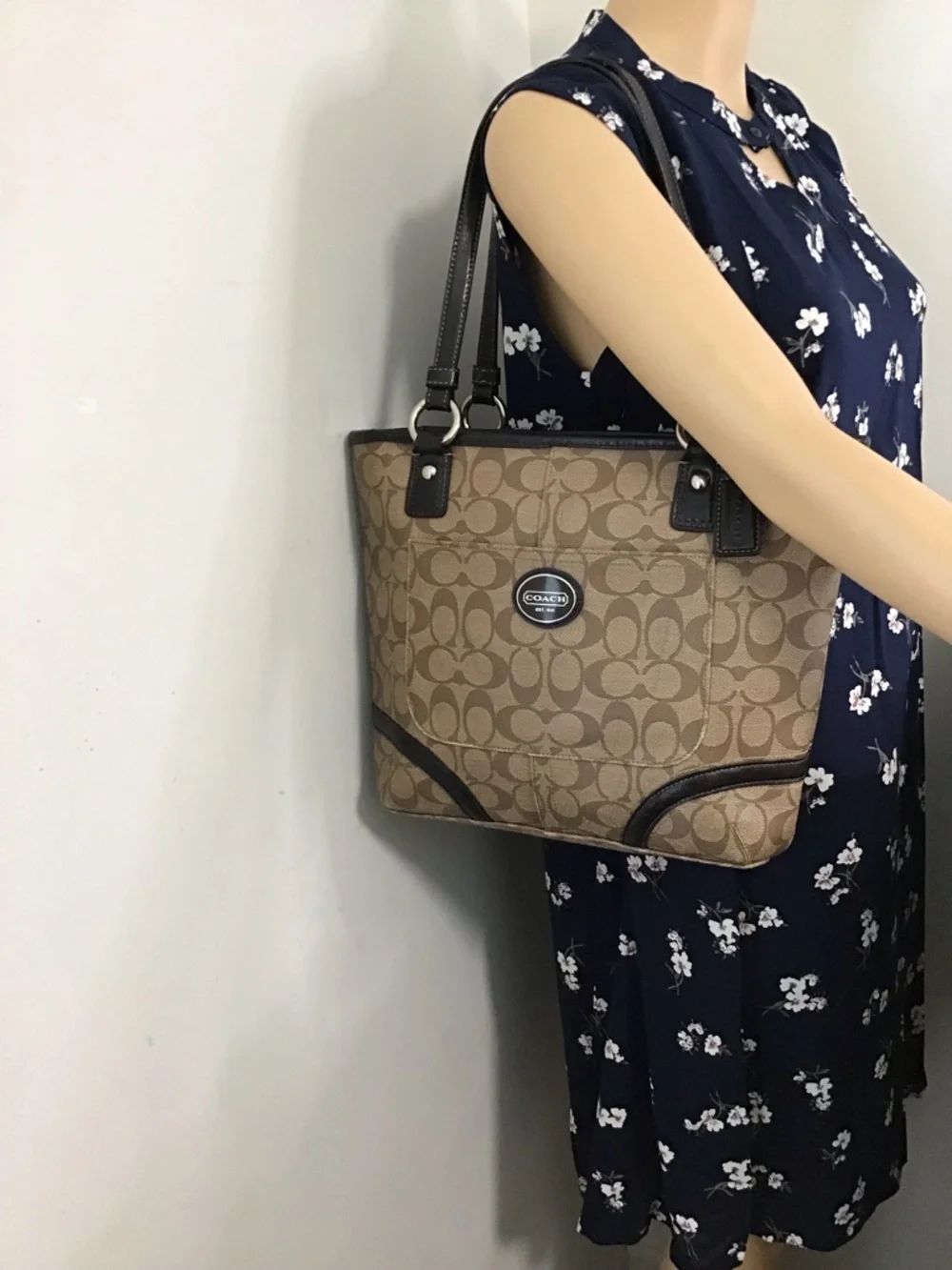 Coach Peyton Signature Logo Heritage Handbag Tote BrownVintage Y2K